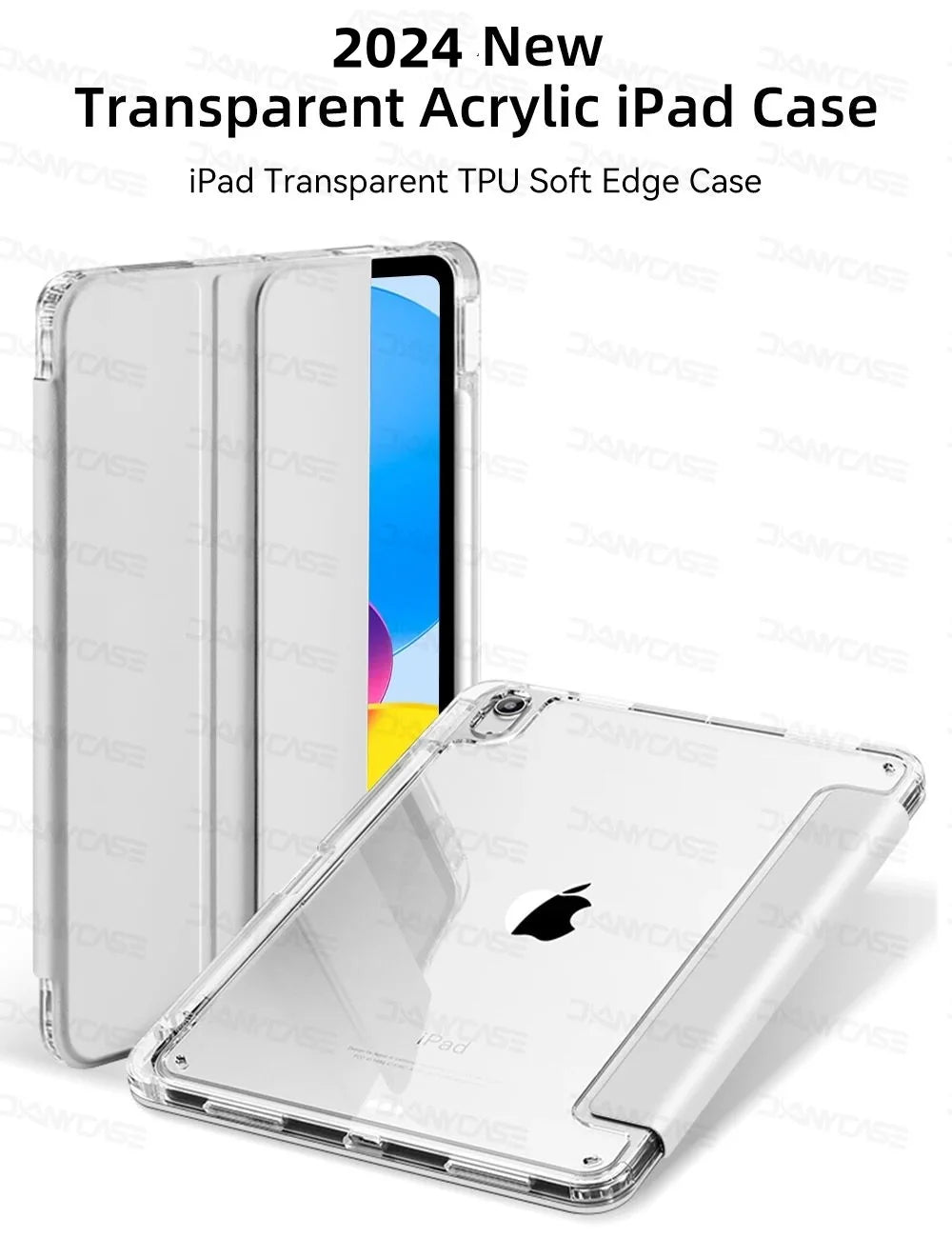 Transparency Case for 2024 iPad Pro 13in 11in M4 Air 11-inch 13-inch M2 iPad 10th Gen 10.9 Air 4/5 iPad 7/8/9th 10.2 5/6th 9.7in