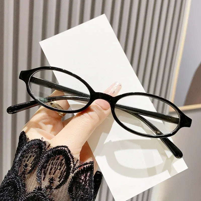 Retro Oval Glasses Women Girls Y2K Red Green Frame Glass Eyewear Decorative Computer Anti-blue Eyeglasses with Seaside Driving