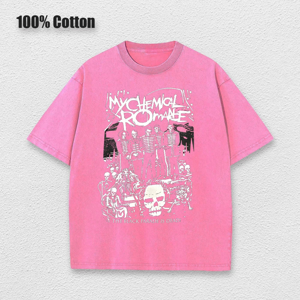 Oversized Acid T Shirt My Chemical Romance Mcr Dead Men's TShirt Black Parade Punk Emo Rock Summer Fashion Top Clothing Unisex