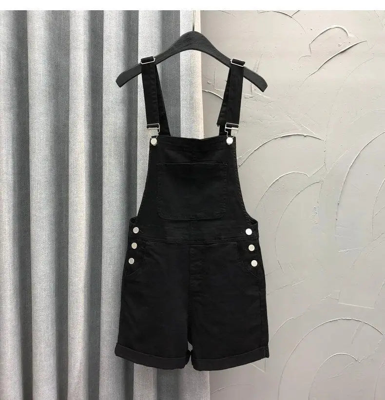 Denim Rompers Women Summer Baggy Solid Wide-leg Harajuku Students Stylish Empire Korean Style Pure Colors Female Sweet Playsuit