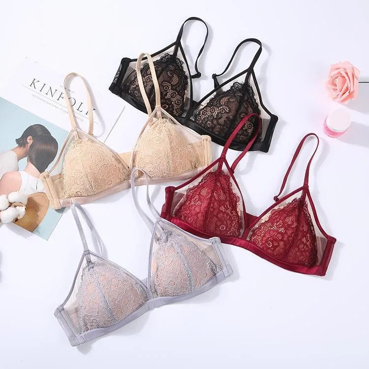 Women Lace Bra Padded Thin Lingerie Casual Ladies Underwear Elegant Daily Bralette