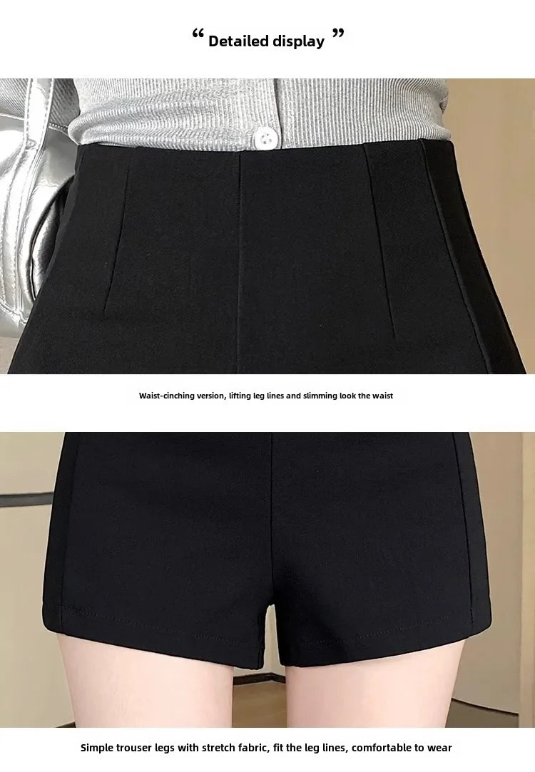 Women's High-waisted Petite Black Outer Wear Shorts 2024 Summer New Style Lost Underwear Cheeky Curvy Hot Pants