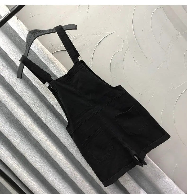 Denim Rompers Women Summer Baggy Solid Wide-leg Harajuku Students Stylish Empire Korean Style Pure Colors Female Sweet Playsuit