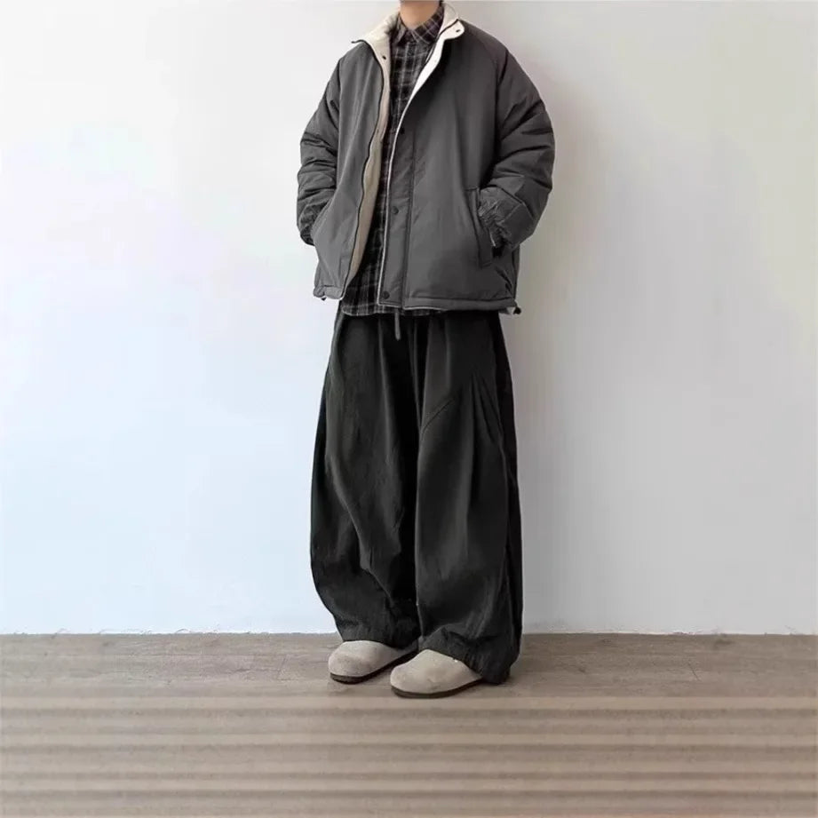 Japanese Style Functional Paratrooper Casual Pants Men Women's Preppy Vintage Versatile Loose Fit Straight Leg Bell Bottoms Work