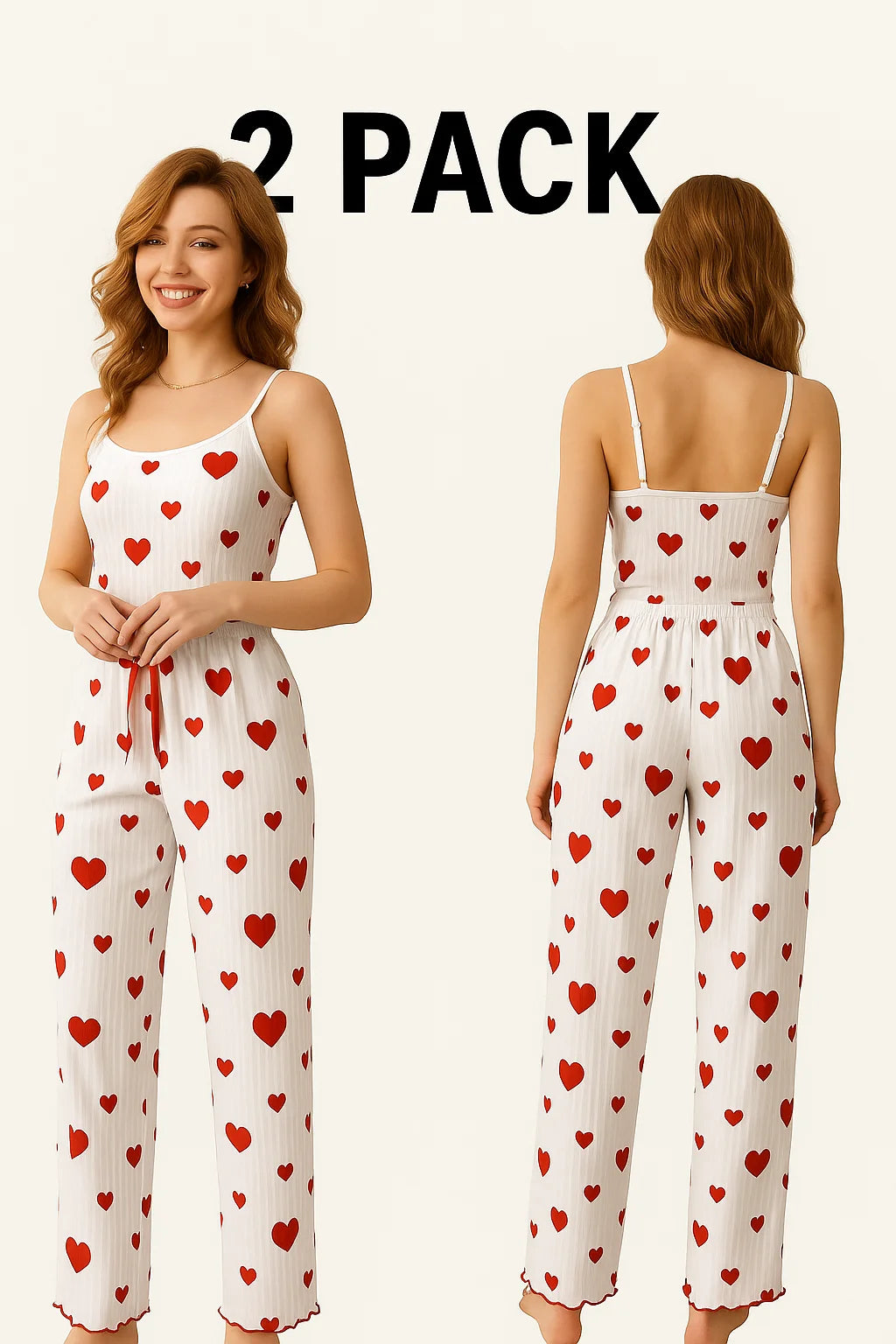 Women pajamas plus size pajamas set 2 piece short vest + trouser white breathable soft casual love print