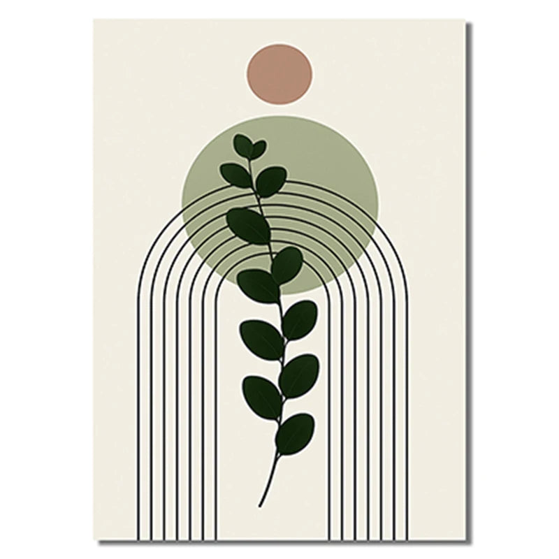 3 Piece Botanical Wall Art Set Modern Green Minimalist  Fresh Plant Canvas Prints for Living Room or Bedroom Home Decor