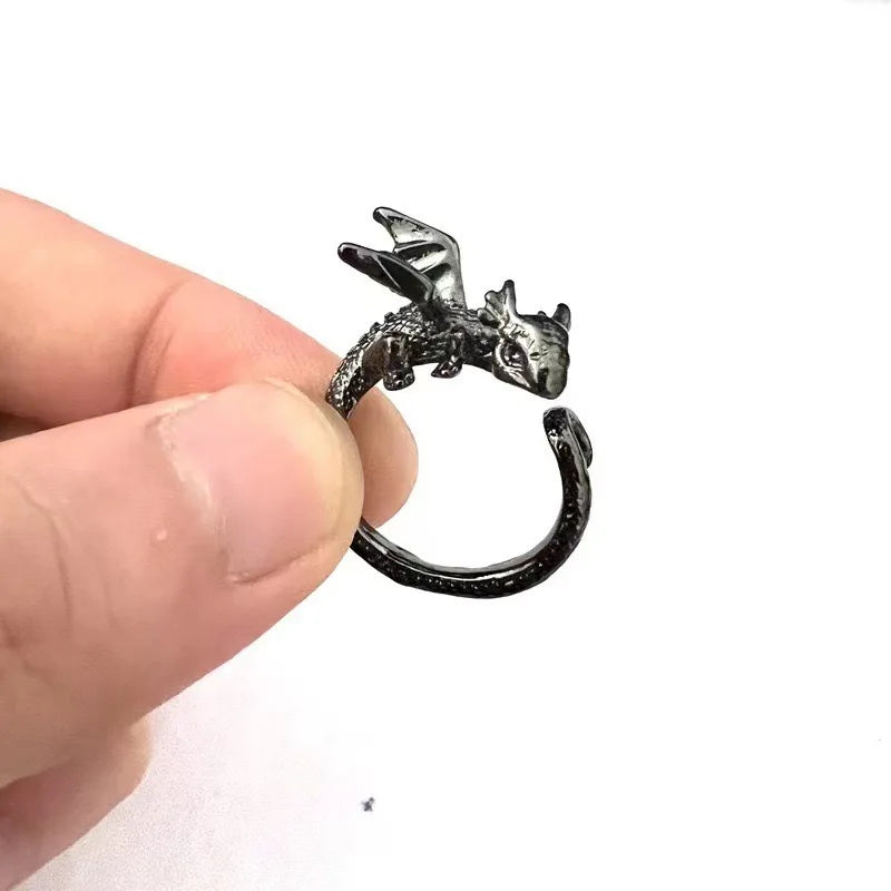 Dragon Rings Gothic Punk Style Pterosaur Wings Opening Adjustable Rings for Men Women Vintage Jewelry Accessories Gifts