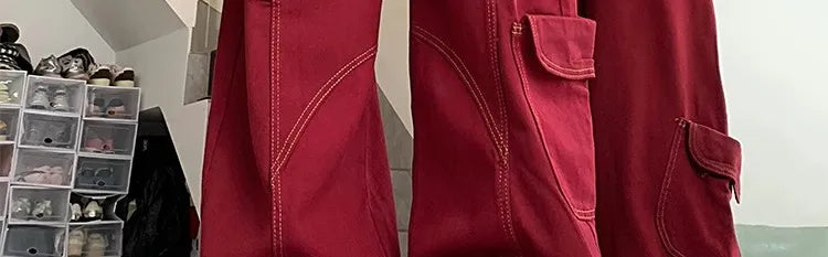 Streetwear Casual Cargo Pants for Women 2025 New Bottoms Straight Trousers Fashion Pockets Korean Pantalon Femme