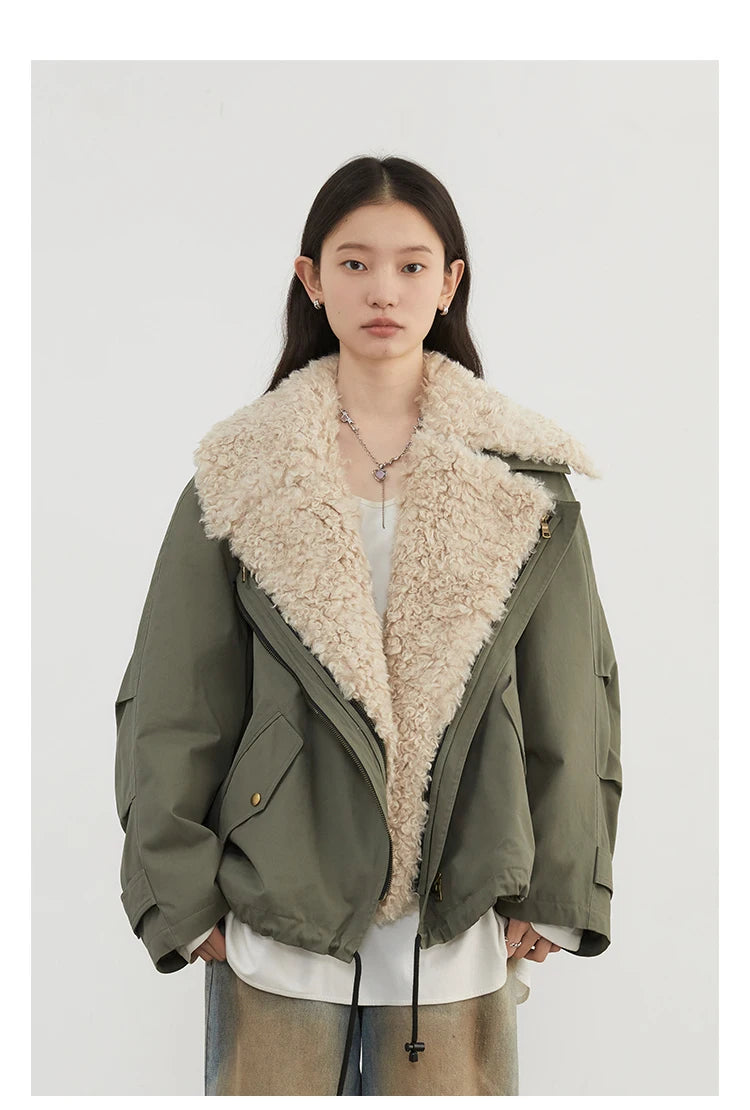 CHIC VEN Women Coats Streetwear Loose Casual New Retro Motorcycle Cotton Jacket Thick Warm Female Overcoat Autumn Winter 2024