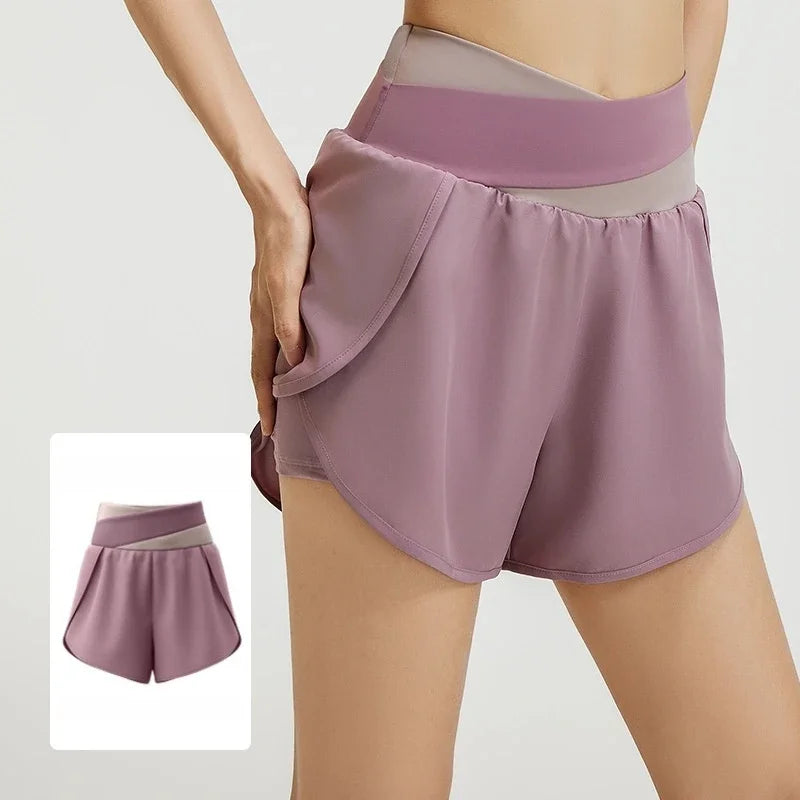 High Waist Workout Skorts for Women - Quick Dry Breathable Yoga Skirt Shorts, Anti-Ride Running Fitness Wear with Inner Liner"