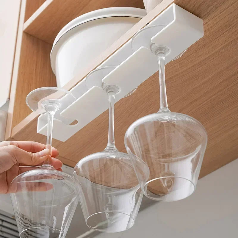 Bar Wine Glass Rack Non-drilled Cup Holder In Kitchen and Dining Room Upside-down Rack for Household Wine Glasses Kitchen Organi