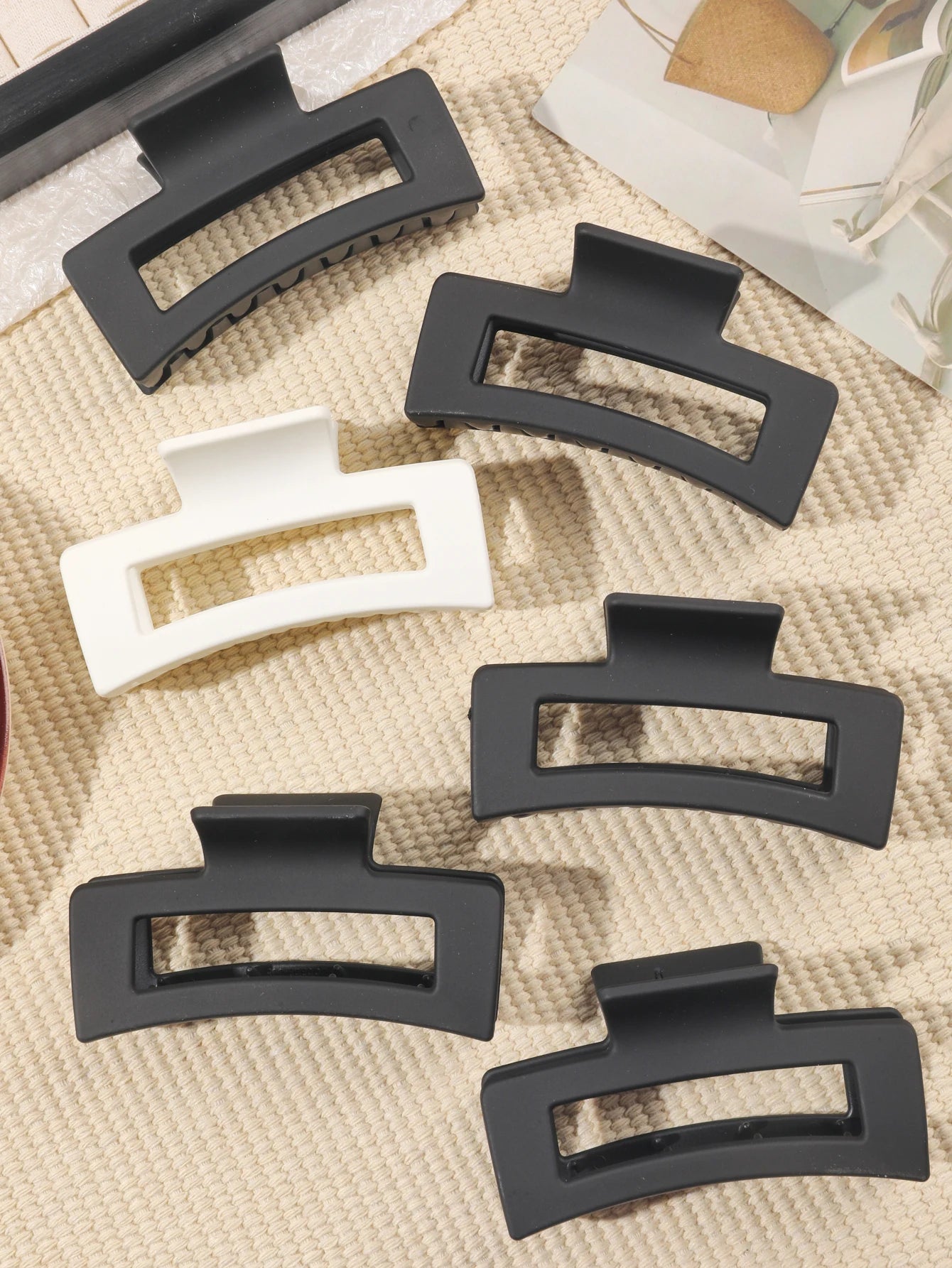 7 Pcs Big Hair Claw Clips 3.4" Non-slip Big Square Matte for Women Girls, Strong Hold Banana Clips for Thick Thin Hair