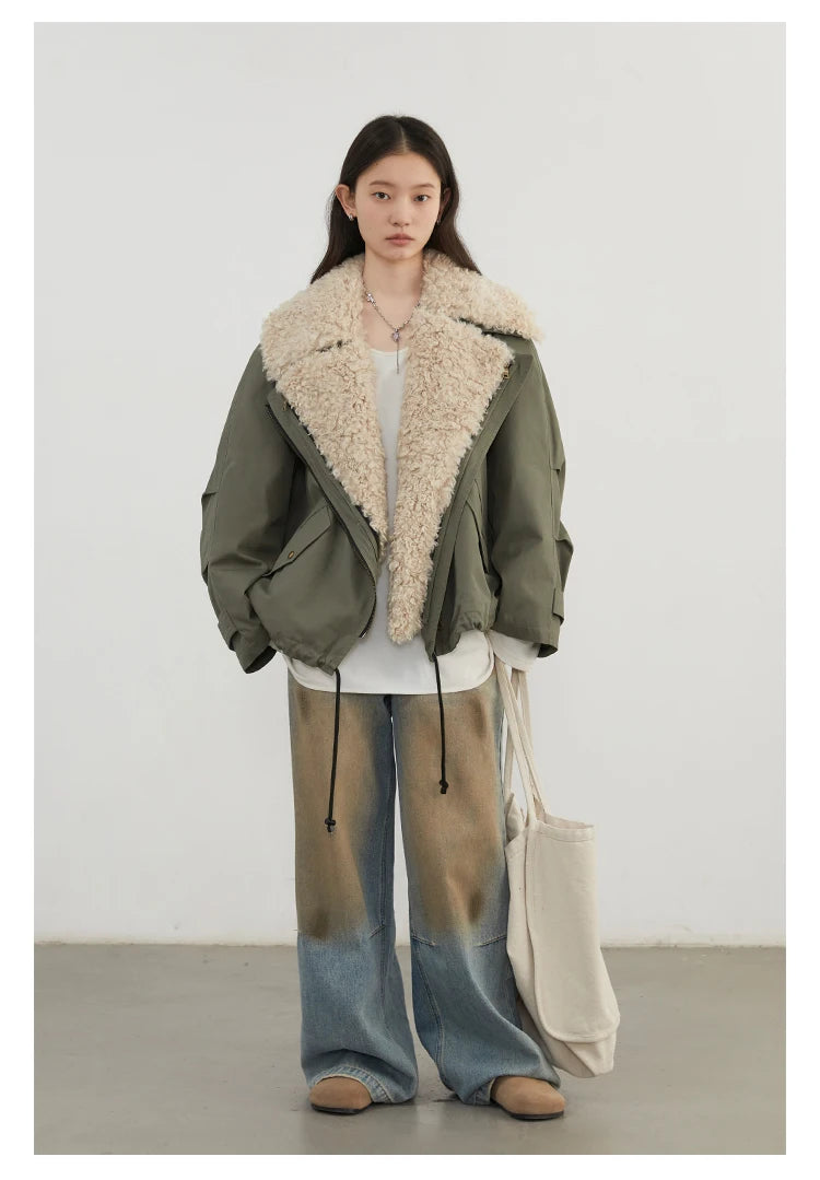 CHIC VEN Women Coats Streetwear Loose Casual New Retro Motorcycle Cotton Jacket Thick Warm Female Overcoat Autumn Winter 2024