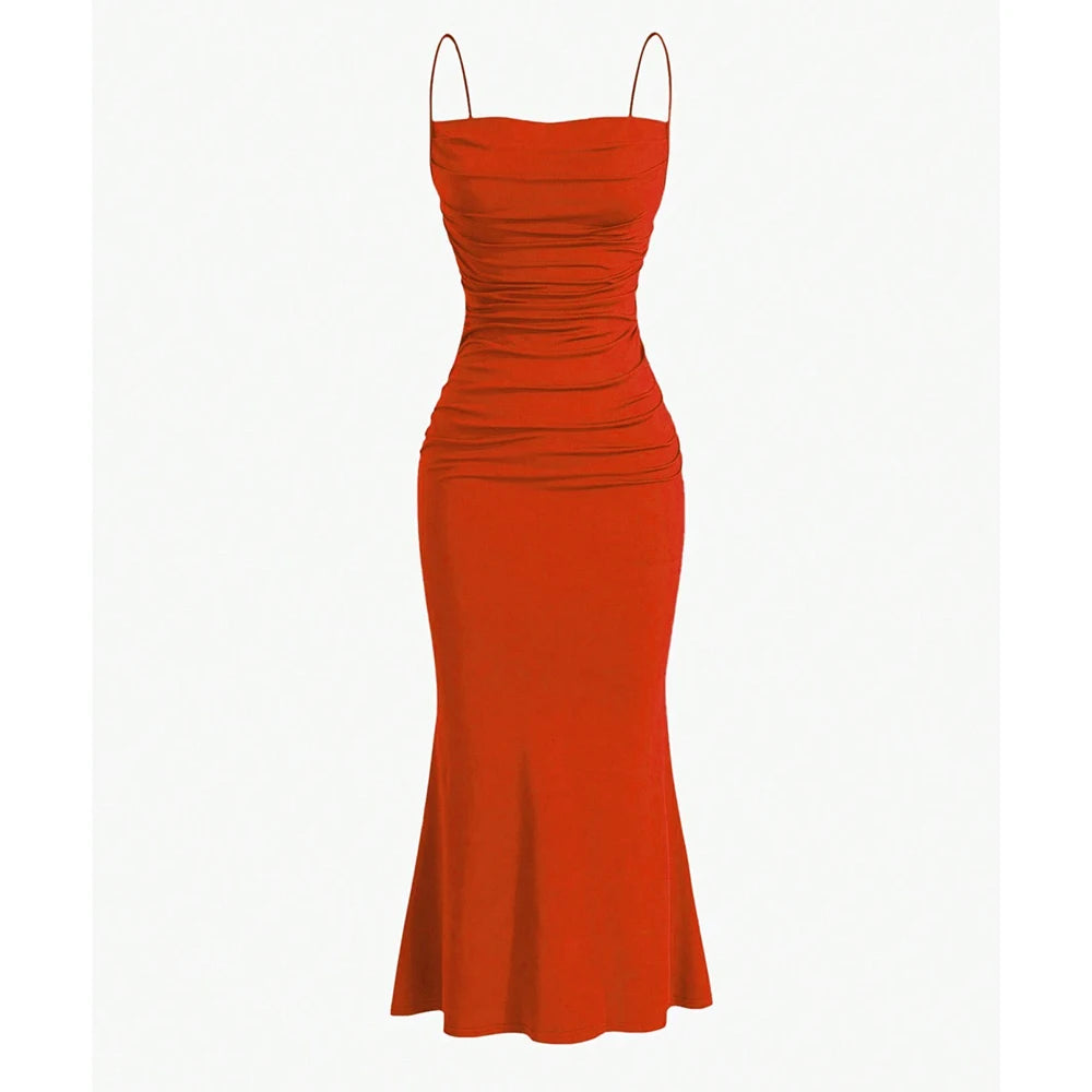 Mia Muse Women's Party Dresses Maxi Spaghetti Strap Elegant Slim Evening Wedding Guest Multi-Color Summer Milkmaid Dresses