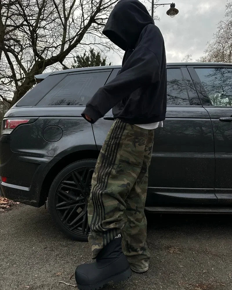 Y2k men baggy jeans Harajuku Fashion new striped wide-leg pants Punk Gothic street lovers casual oversized straight leg pants