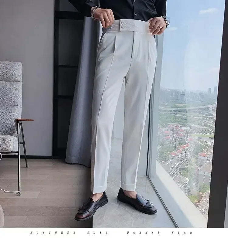Men's Straight-leg High-waisted Casual Suit Pants High-end Feelslims Slimming Effective Spring Autumn Seasonal Pants