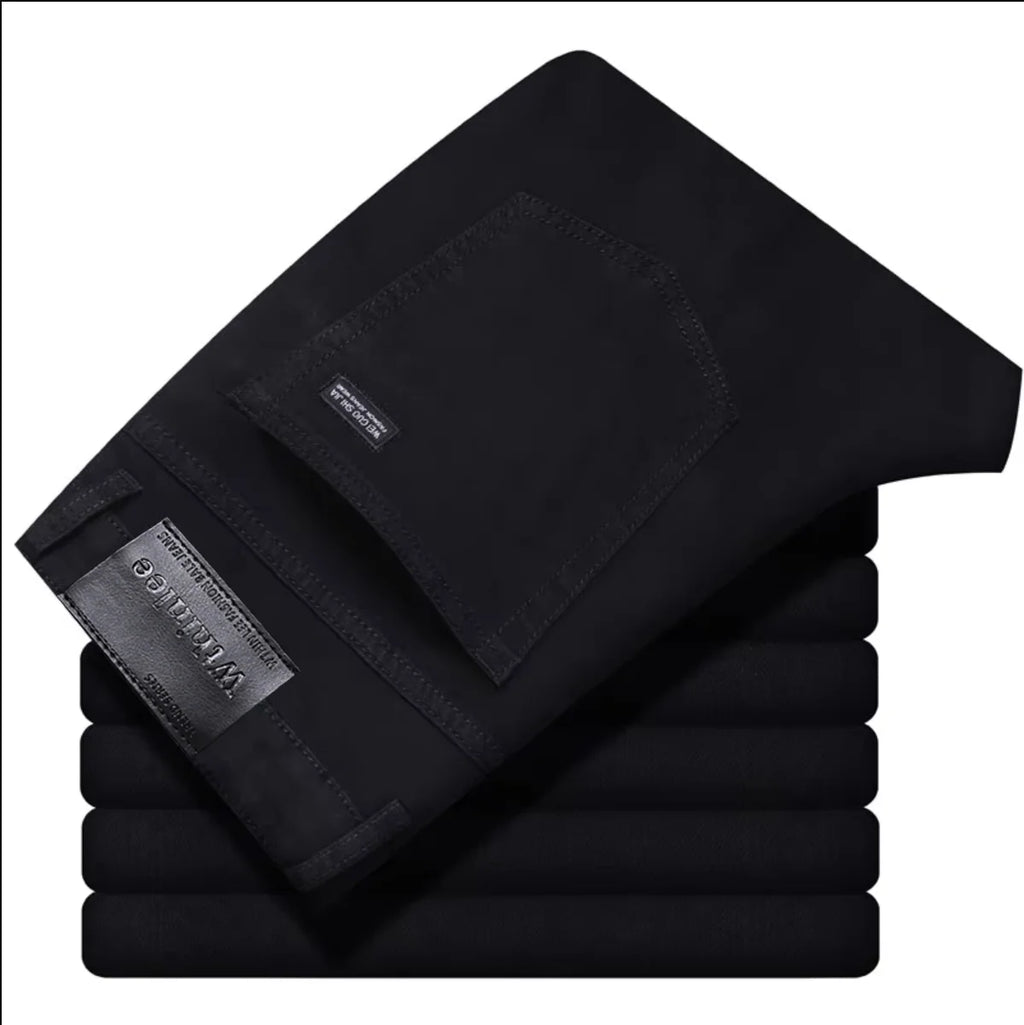 Wthinlee New Business Men's Jeans Casual Straight Stretch Fashion Classic Blue Black Work Denim Trousers Male Brand Clothing