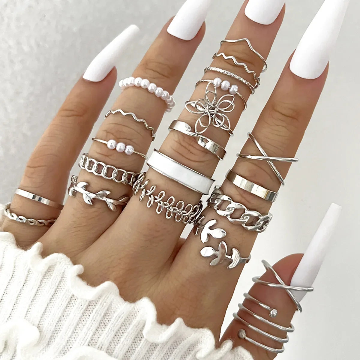30Pcs Bohemian Geometric Knuckle Rings Set For Women Gold Silver Color Finger Ring Girls Fashion Party Jewelry Accessories