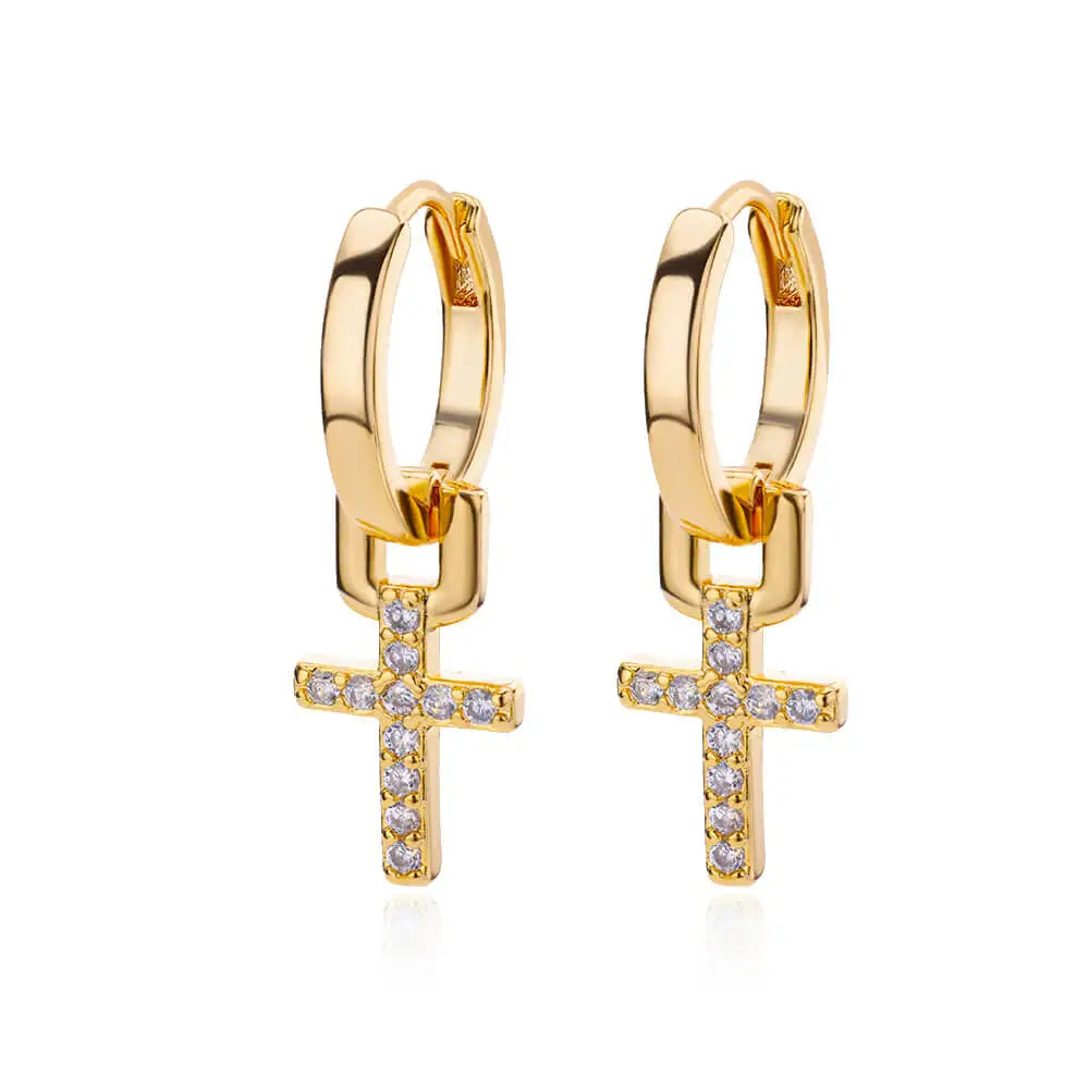 Zircon Cross Dangle Earrings For Women Girls Stainless Steel Cross Earring 2023 Trending Couple Wedding Aesthetic Jewelry aretes