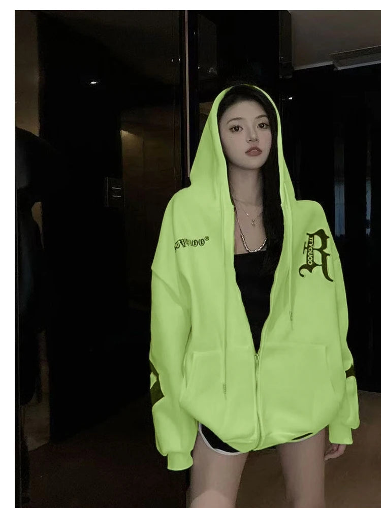 This year's new autumn and winter tide brand letter fashion hooded couple hoodie senior design sense loose large size coat