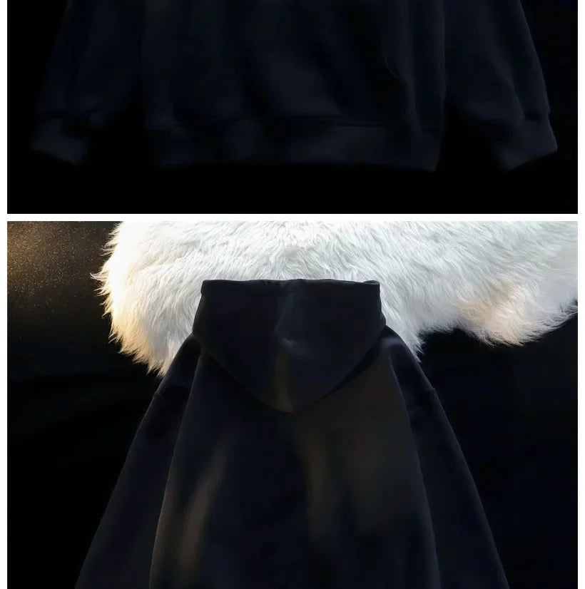 American Style Street Flocking Star Hooded Sweatshirt For Men Women Couple Loose Fit Oversize Spring Autumn Thin Jacket