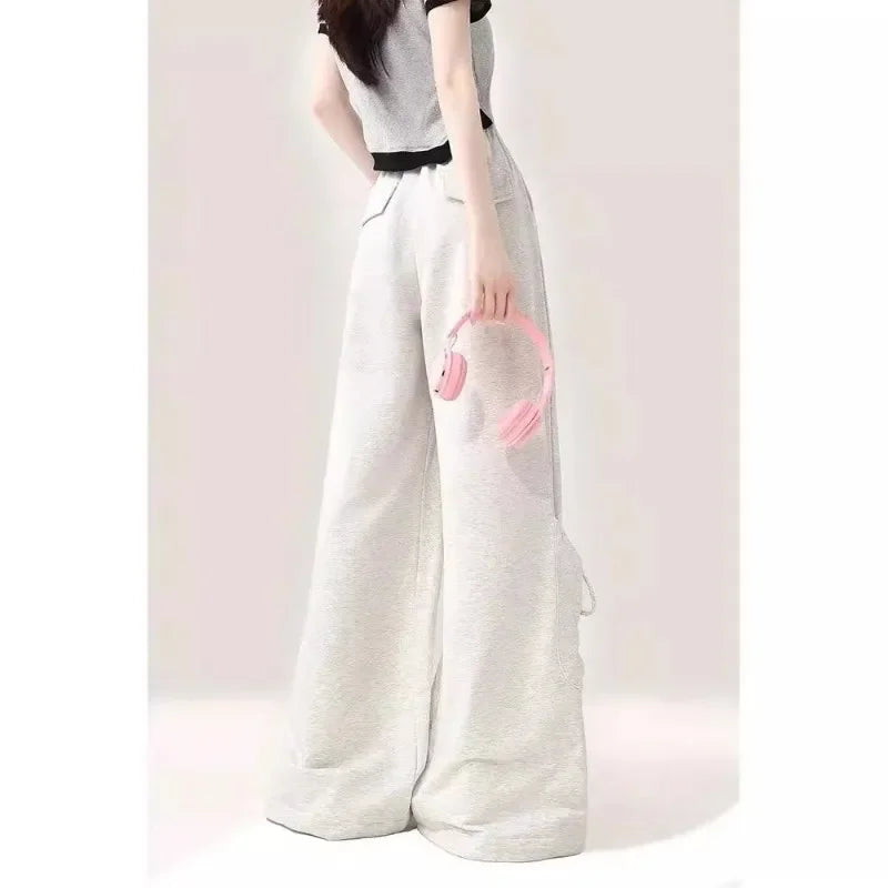 Big Pockets Hello Kitty Y2k Baggy Pants Kawaii sanrio Graffiti Wide Leg Trousers Oversize Sports Streetwear Sweatpants For Women