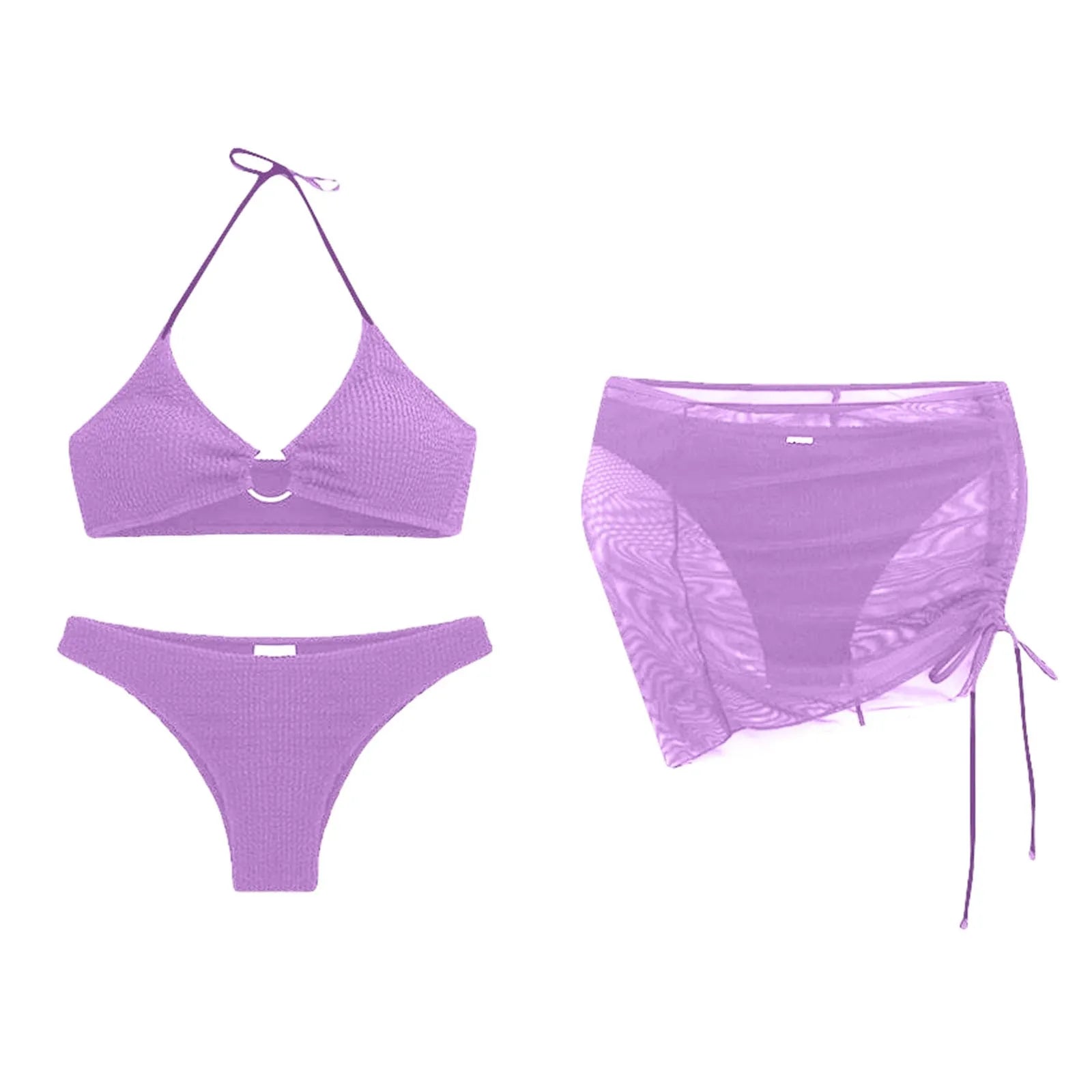 Women'S Summer Beach Swimwear Bikini Cover Up Four Piece Sexy Mesh Cover Up Three Pointed Bikini Swimsuit Fashion Beachwear