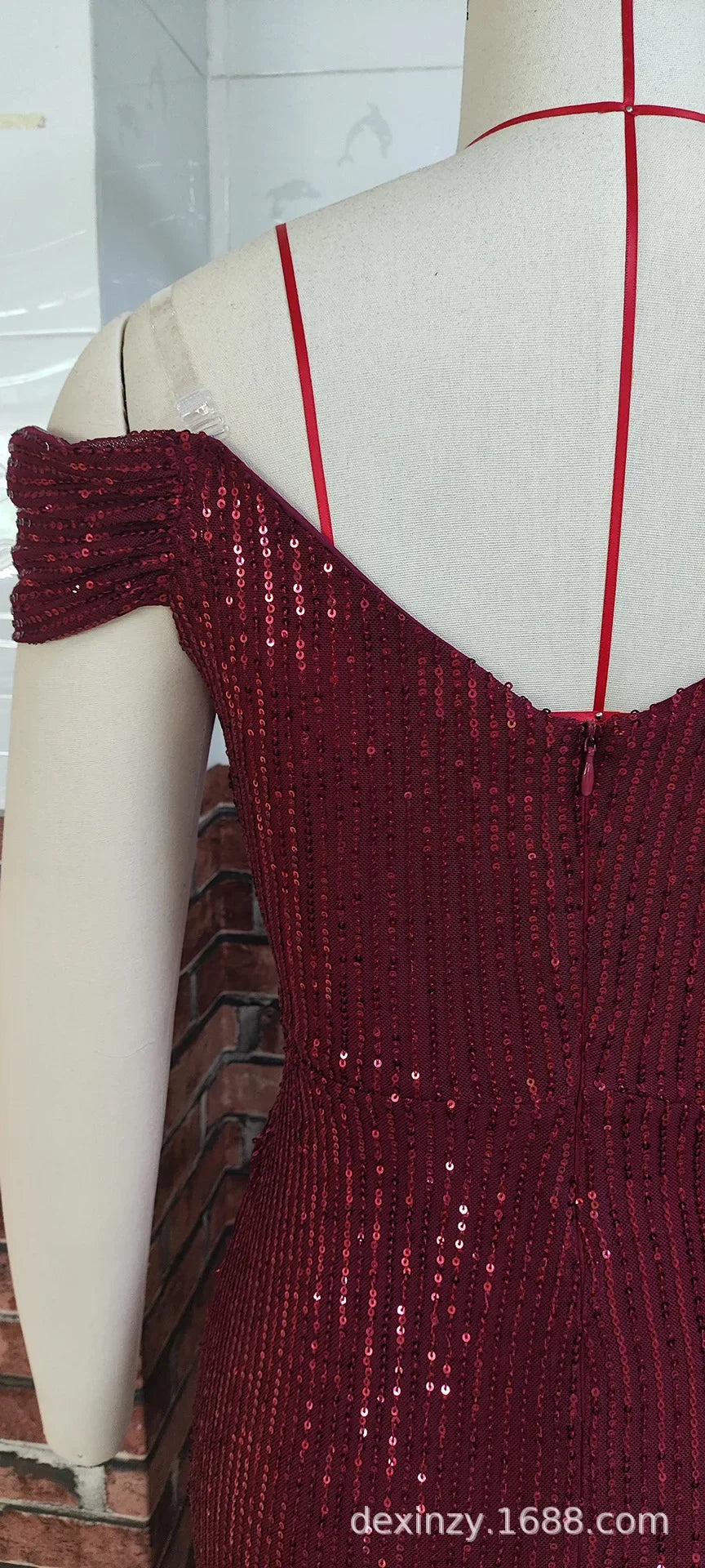 Sexy Side Slit Ballgown Shiny Sequins Women's Dress Independent Station Polyester Borderless Flashing Lightweight Fashion