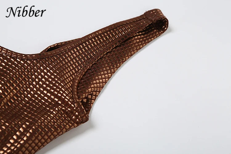 Nibber Sequins Backless Dress Women Sexy Solid Square Collar Sleeveless Skinny 2025 Summer Fashion Glitter Stretch Long Bodycon