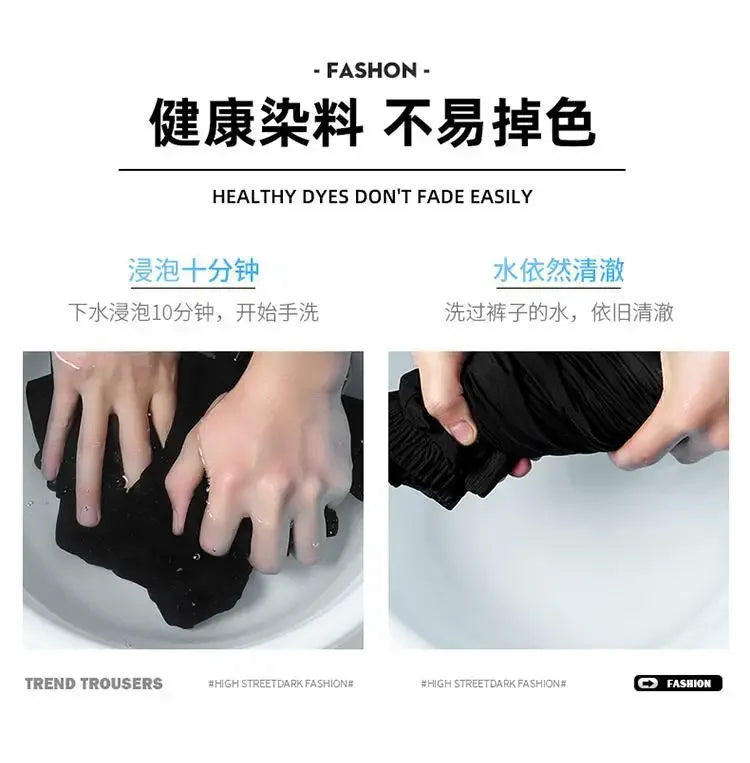 Summer Solid Color Fashion Straight Pants New Man High Street Casual Zipper Pockets Button Loose Korean Style All-match Trousers