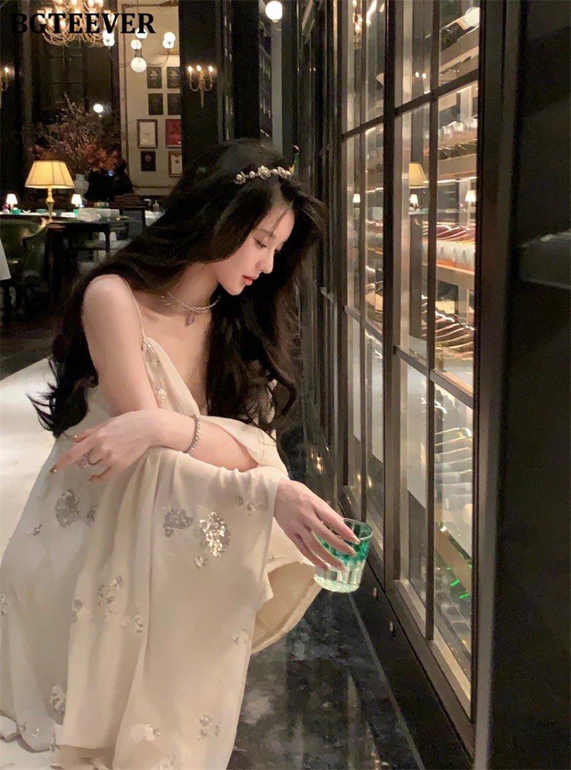 BGTEEVER Autumn Winte Slim OL Embroidery Set Long Sleeve Cardigans & Spaghetti Strap Package Hip Dress Ladies 2 Pieces Set