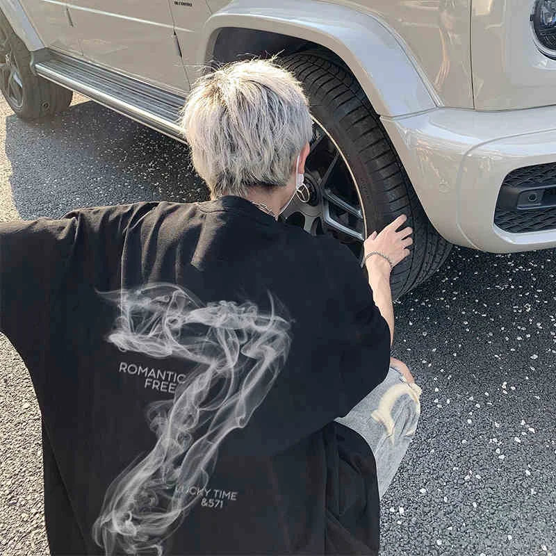 2025 Summer Goth Seven Printed Short Sleeve Tshirt Men's Hip Hop Fashion Cotton Oversized T-shirts High Street Y2K Tee Tops