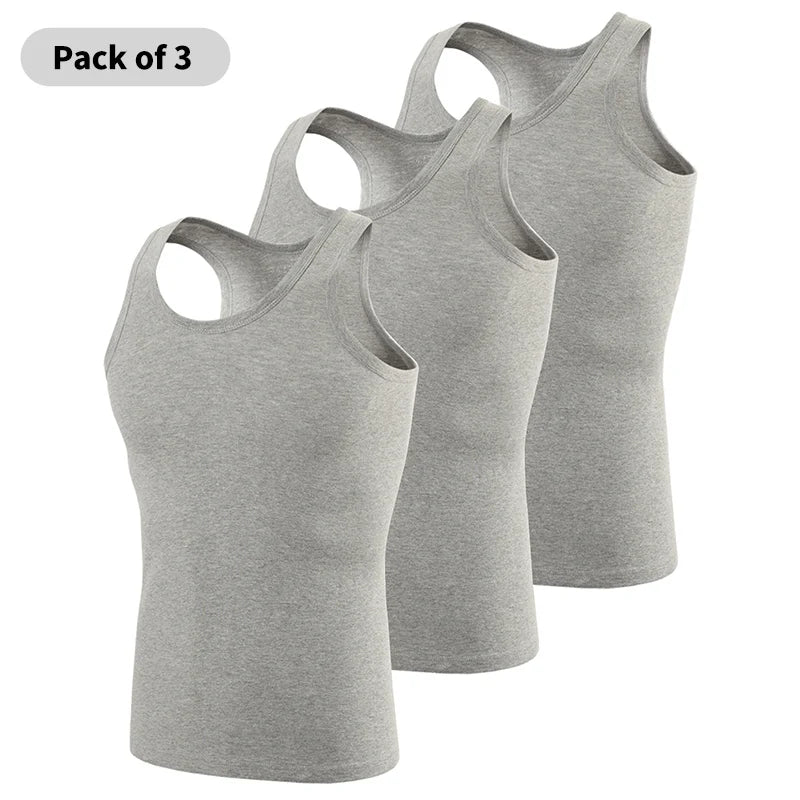 5/3/1 Pack Men To Multi-size Solid Color Tight Vests For Teenagers Comfortable Cotton Sleeveless T-shirts Sports Running Tops