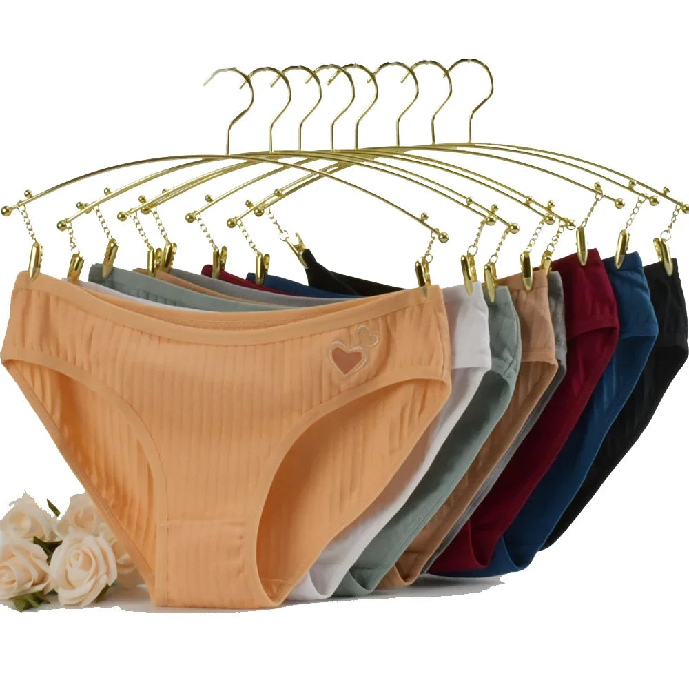 3Pcs Women's Cotton Briefs Underwear Hollow Heart Panties Woman Soft Breathable Female Panties Intimate Lingerie Underpants New