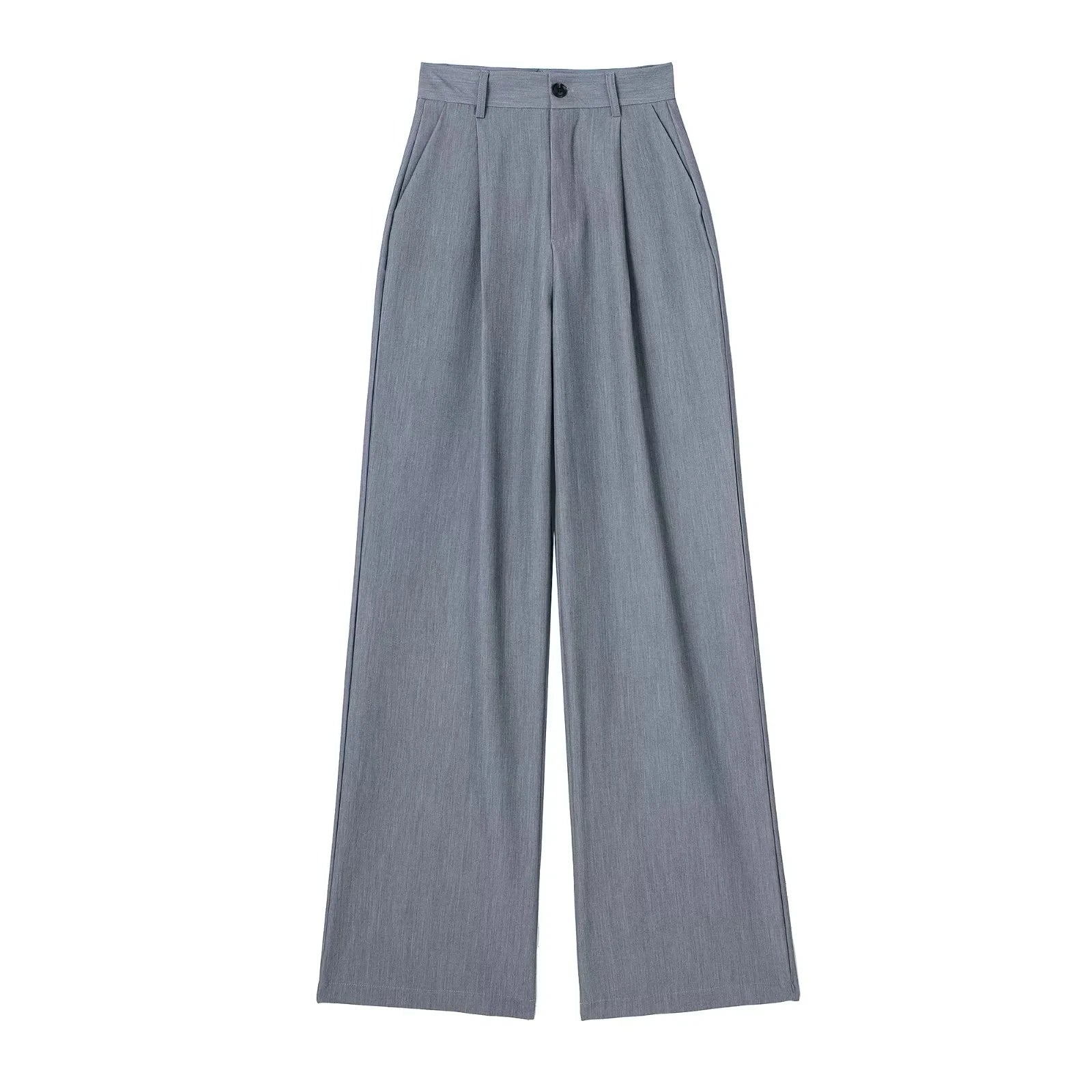 TRAF Women's Formal Pants Office Wear Women Striped Grey Black Pants Woman High Waist Baggy Suit Pants Casual Wide Leg Trousers