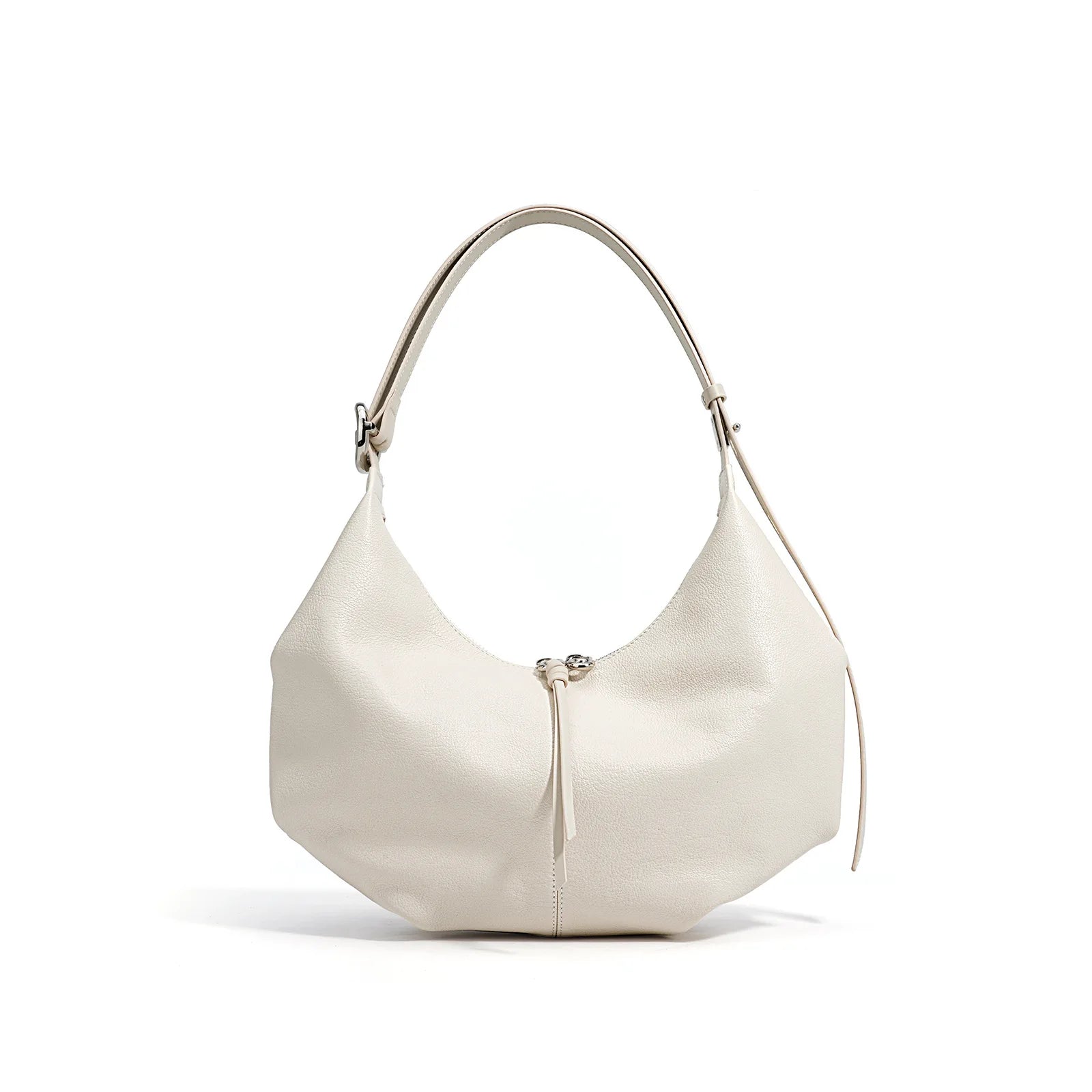New Large Capacity Beige Grey Color Hobo Tote Elegant Natural Cow Leather Women Handbag Travel Underarm Shoulder Bag