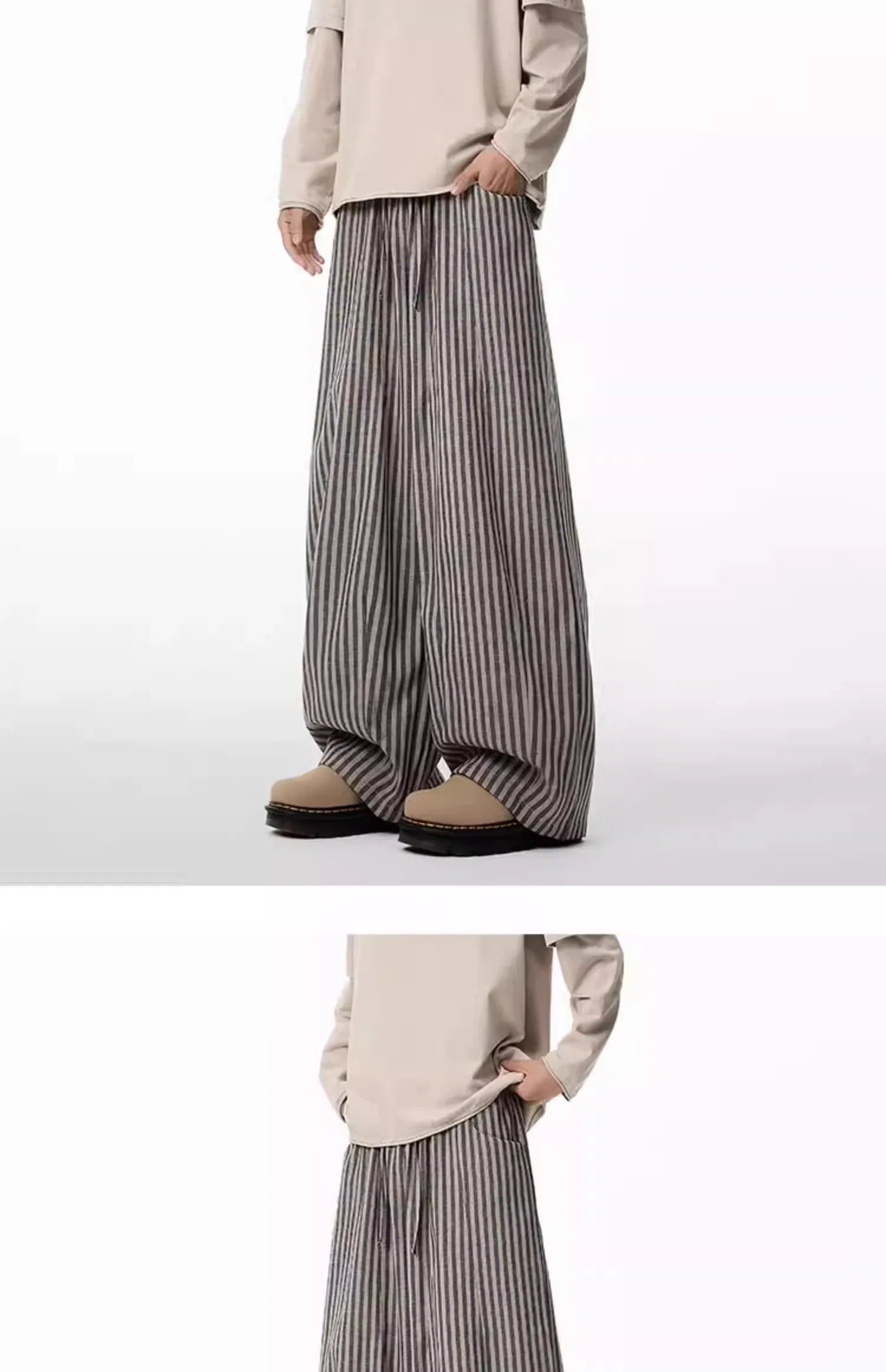 Women's Black Gothic Striped Long Pants Baggy Sweatpants Harajuku Y2k Emo Vintage Oversize Trousers Japanese 2000s Style Clothes