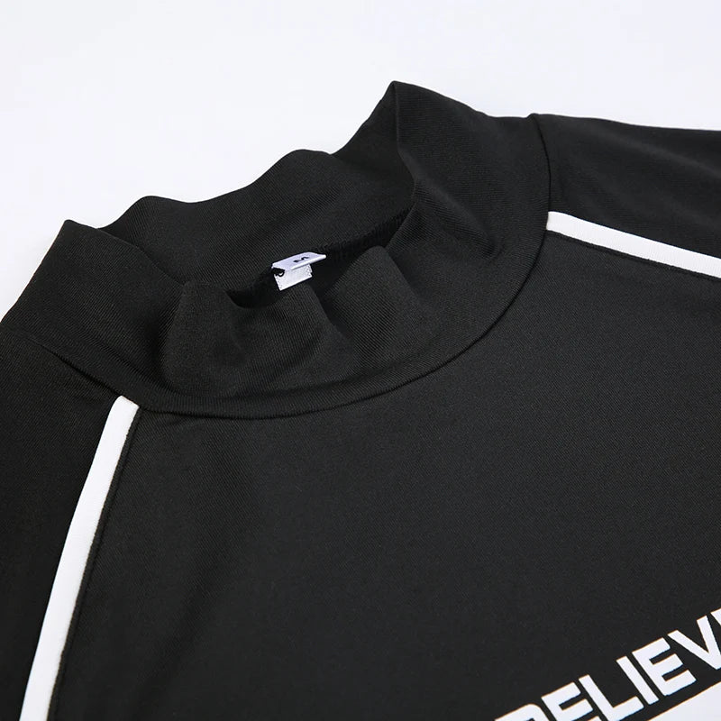 Rockmore Fashion Bodysuits Women Streetwear Print Jumpsuit Female Moto Biker Workout Long Sleeve Body Tops Casual Rompers Mujer