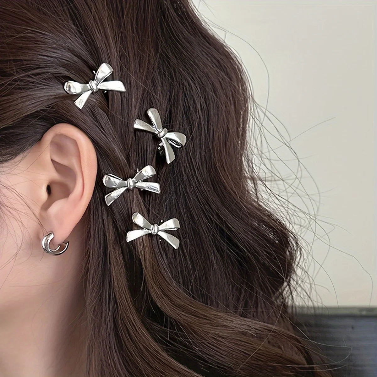6 Pieces of Women's New Golden Bow Mini Hairpins, Sweet and Cool Girl Bangs Hairpins and Hair Accessories