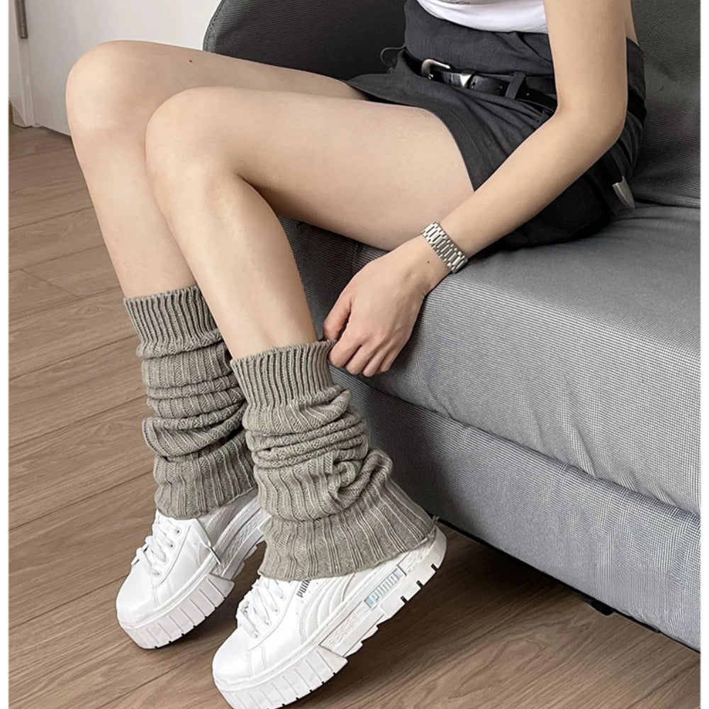 57cm Japanese Lolita Leg Warmers Winter Women Ankle Warmer Girls Gothic Long Socks Thin Knitted Female Cosplay Socks Boot Cuffs