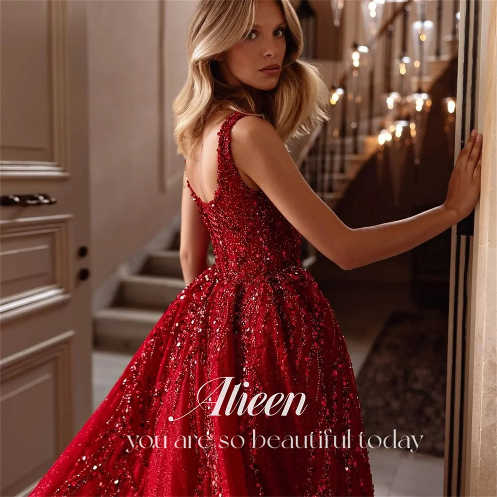 Customized Prom Dresses for Special Occasions Hand-made Beads Luxurious Women's Evening Dresses Large Sizes Square Leader Shiny