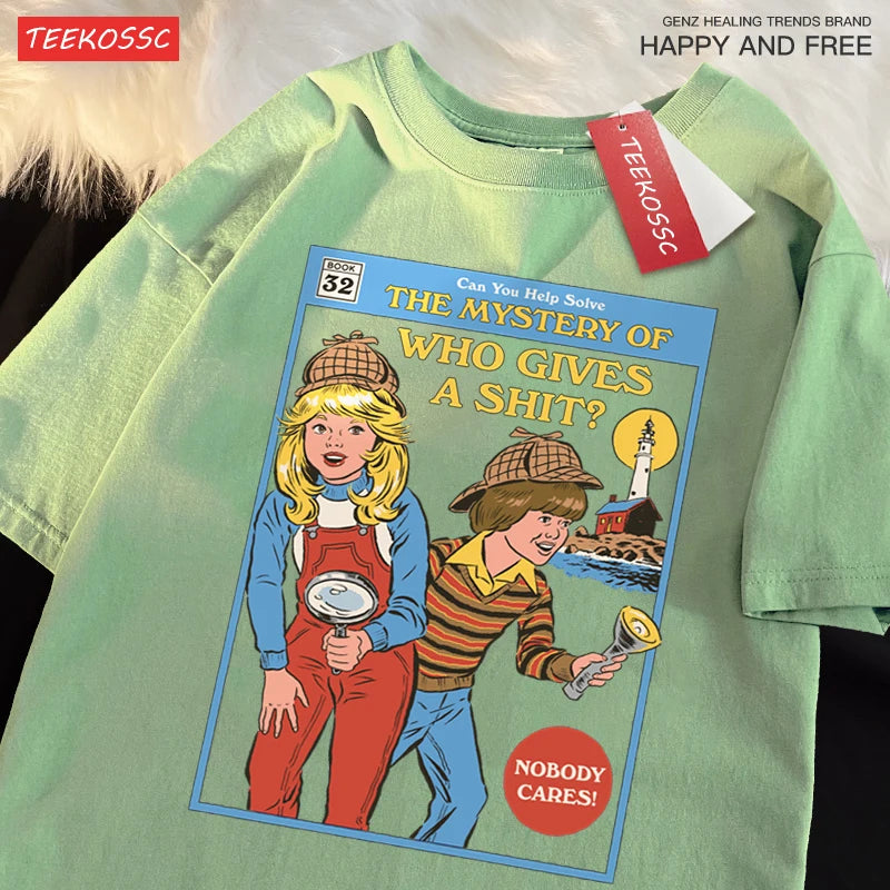 Can You Help Solve The Mystery Of Who Gives A Shit T Shirts Male Cotton Tee Clothes Hip Hop Oversized T Shirts Casual Loose Tops