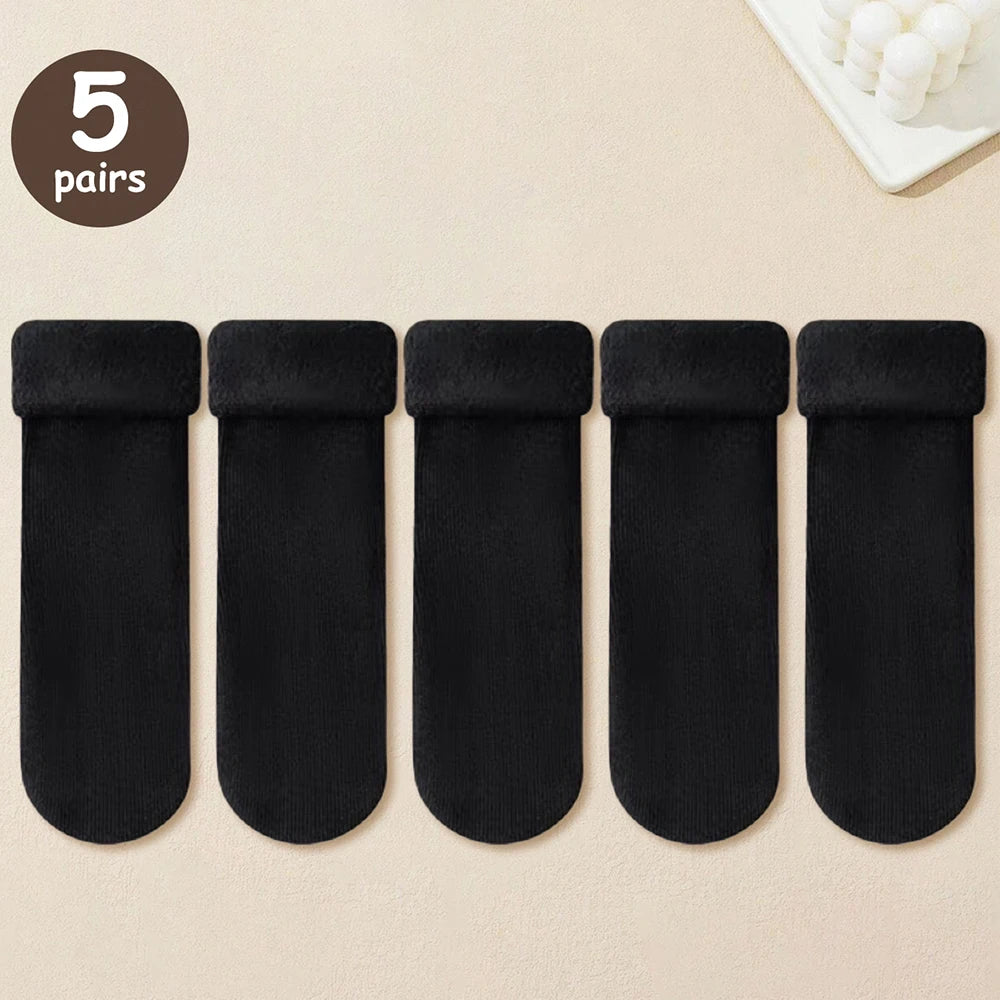 5/10/20 Pairs Women Winter Thicken Warm Short Socks Thermal Cashmere Wool Socks Nylon Snow Velvet Boots Home Floor