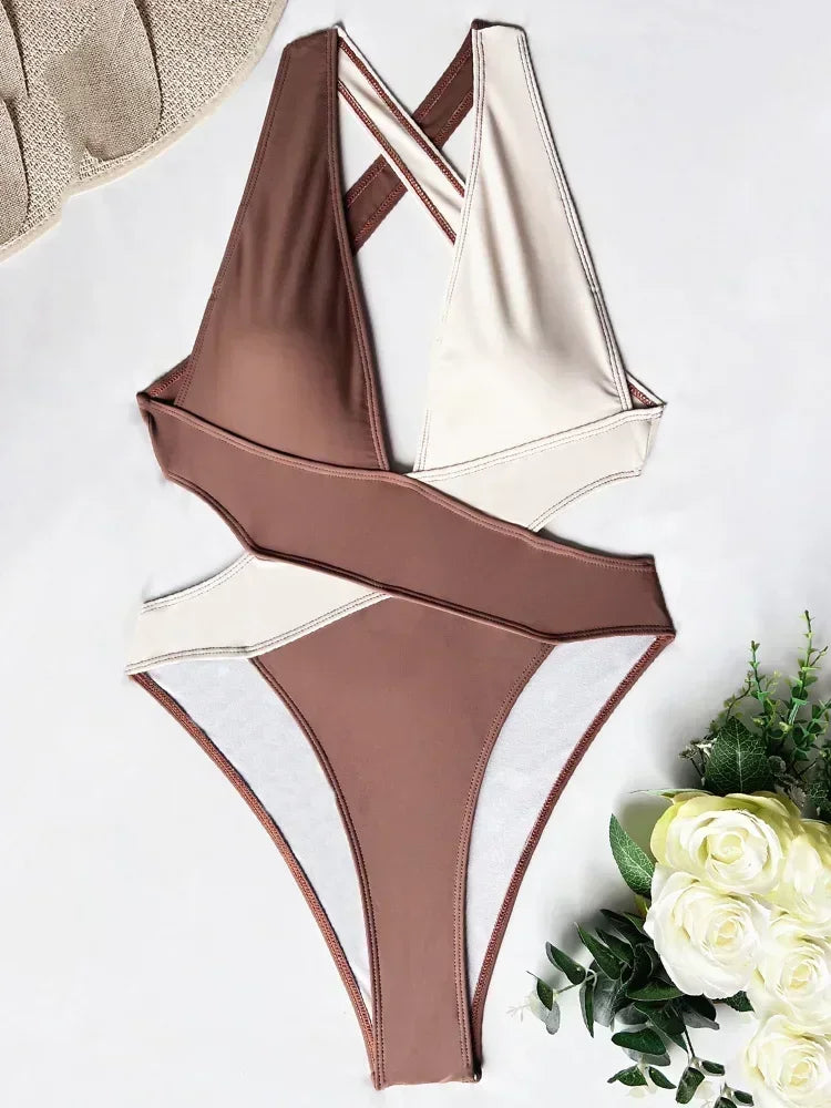 Scrunch Butt Swimsuits Deep V Neck Cross Backless One Piece Swimsuit Women Swimwear Female Monokini High Cut Bathing Suit Swim