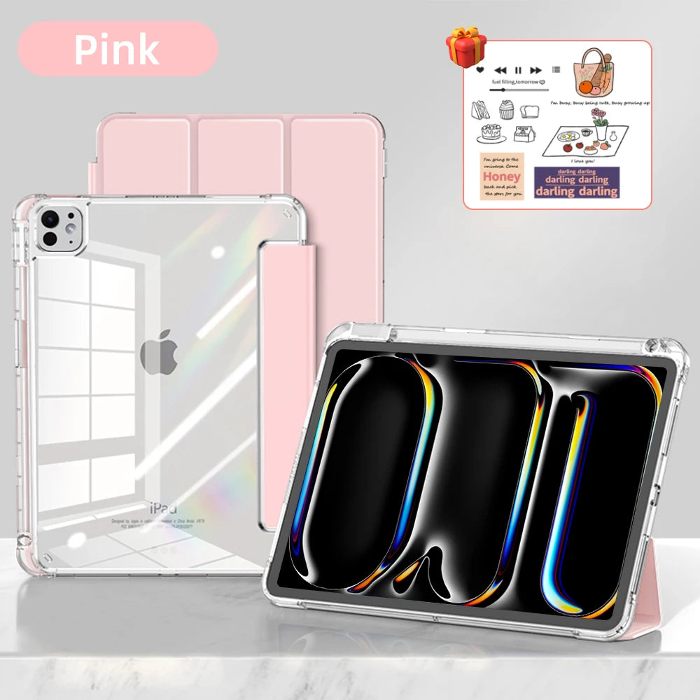 Transparency Case for 2024 iPad Pro 13in 11in M4 Air 11-inch 13-inch M2 iPad 10th Gen 10.9 Air 4/5 iPad 7/8/9th 10.2 5/6th 9.7in