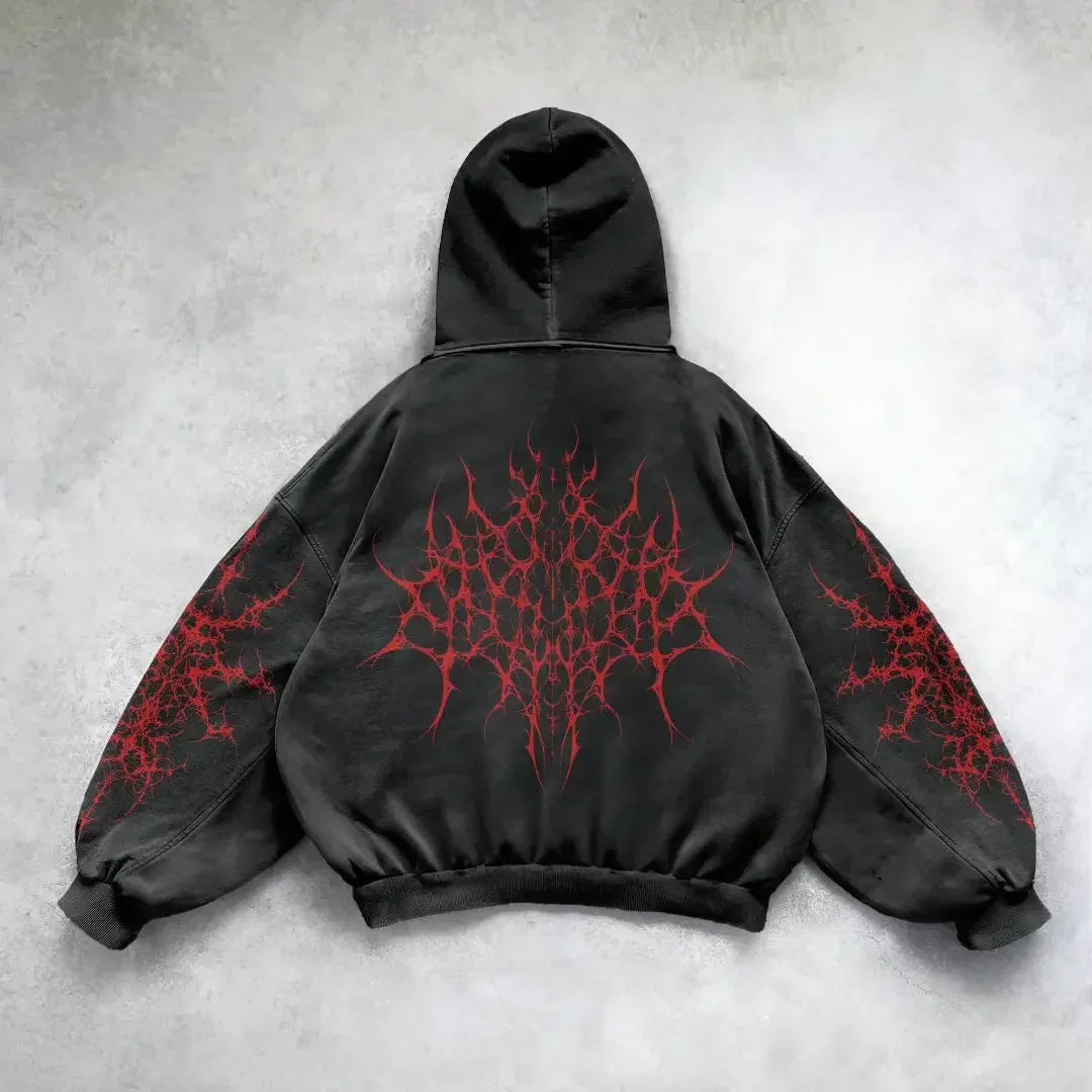 Y2k Zip Up Hoodies Vintage Fashion Print New Harajuku Hip Hop Long Sleeve Coats Loose Hooded Sweatshirt Men and Women Streetwear