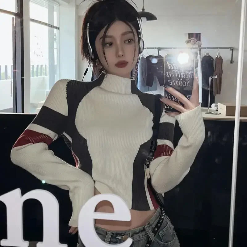 Neploe American Vintage Turtleneck Pullovers Mujer 2025 Autum New Slim Fit Tops Women Y2k Long Sleeve Bottoming Sweaters