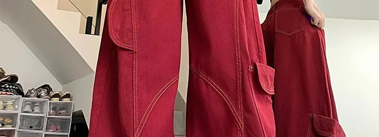 Streetwear Casual Cargo Pants for Women 2025 New Bottoms Straight Trousers Fashion Pockets Korean Pantalon Femme