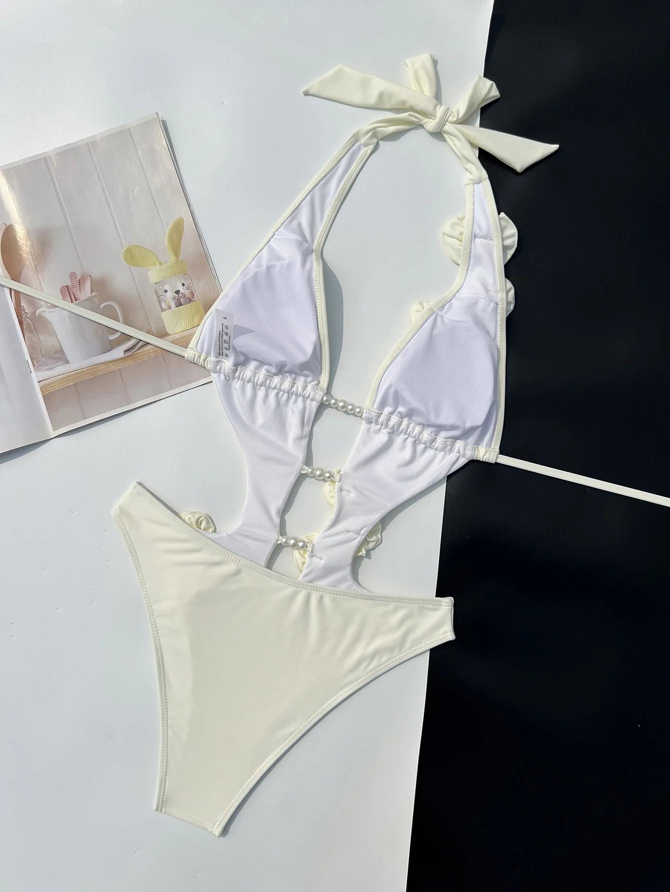 2025 New 3D Flowers One Piece Swimsuit Women Solid Sexy Hollow Out Swimwear Summer Beachwear Bathing Suit Bodysuit