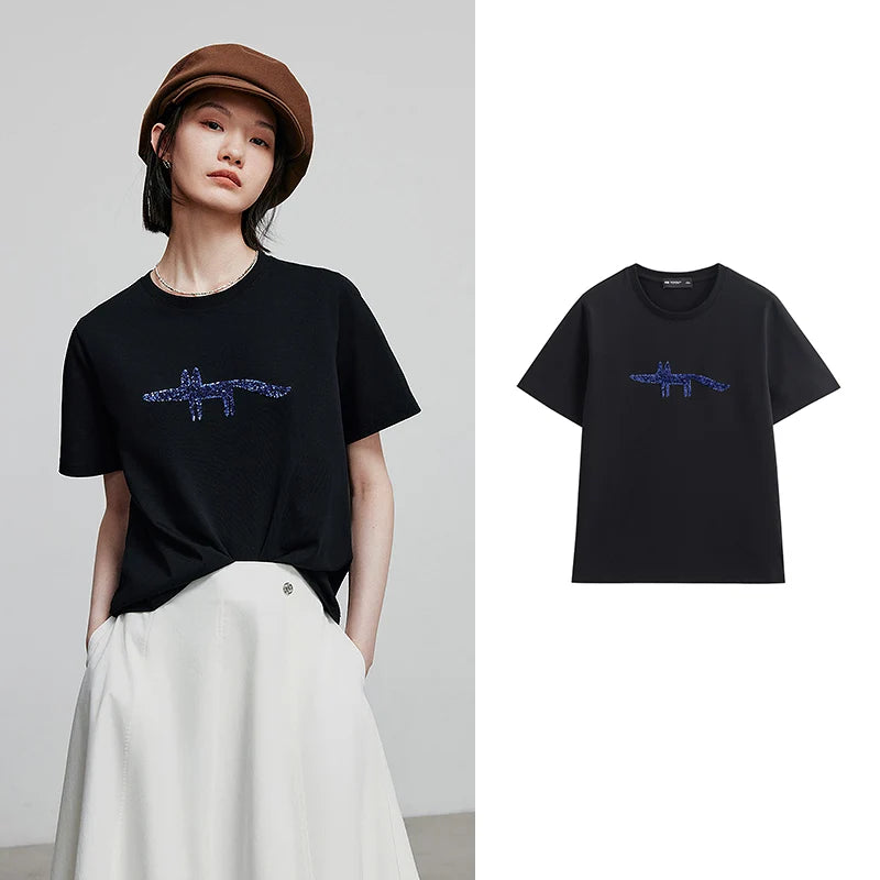 TOYOUTH Women Short Sleeve T shirt 2025 Spring New Tops 8521035